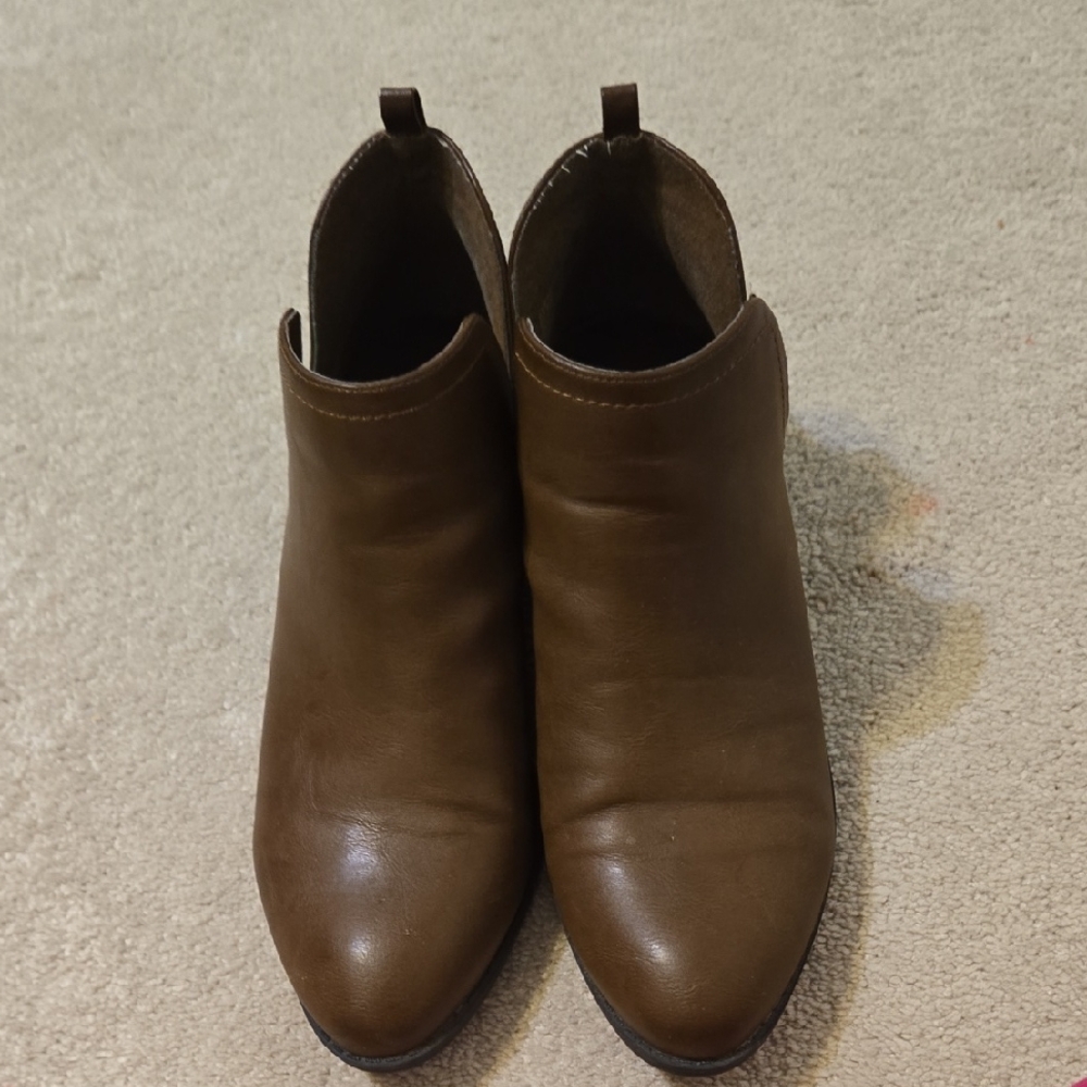 Womens Brown Ankle Boots With Split Sides Size 8 1/2